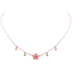 OJERRY Kawaii Flower Pink Chain Necklace, Cherry Blossom Pressed Flower Pendant Necklace For Women, Wedding Gifts Aesthetic Jewelry Gifts For Friend
