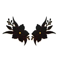 NiPitShop Beautiful flowers Patch Nipitshop Patches Black Lilly Wild Flowers Floral Patch Embroidery Applique Flower Patch Lace Fabric Motif Applique Sew On Patches for Craft Sewing Clothing