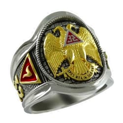 UNIQABLE Scottish Rite 32 Degree Masonic Knights Templar Silver 18k Gold Plated Freemasonry Signet Ring KTR005