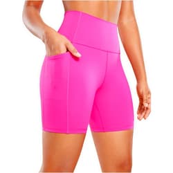 CRZ YOGA Women's Naked Feeling Biker Shorts - 4''/ 5''/ 6''/ 8'' High Waisted Yoga Gym Spandex Shorts Side Pockets