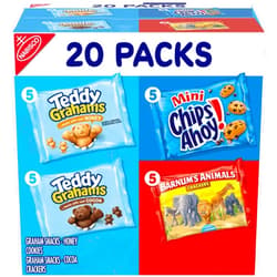 Nabisco Fun Shapes Variety Pack, Barnum's Animal Crackers, Teddy Grahams and CHIPS AHOY! Cookies, 20 Snack Packs