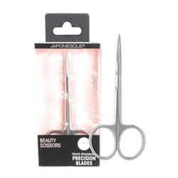 JAPONESQUE Beauty Scissors for Trimming Facial Hair, Brow and Nail Care with Ultra-Sharp, Salon-Quality, Stainless Steel Blades, Curved for Safety and Precision