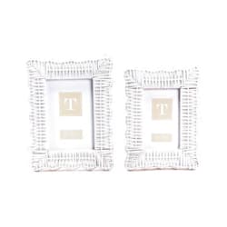 Generic Two's Company White Wicker Weave Set of 2 Photo Frame Includes 2 Sizes: 4x6 and 5x7