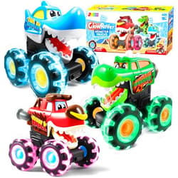 JOYIN 3 Pack Monster Truck Toy - Motion Activated Light-Up Cars for Toddlers - Monster Treads Lightning Wheels - Baby Toy Present - Press & Go Cars for Boys Girls Birthday Gifts Easter Basket Stuffer