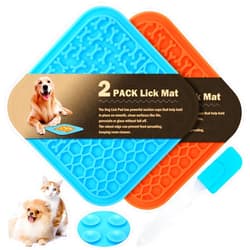 MooonGem 2 PCS Lick Mat for Dogs, Slow Feeder Licking Mat, Anxiety Relief Lick Pad with Suction Cups for Peanut Butter Food Treats Yogurt, Pets Bathing Mat