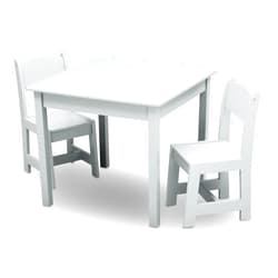 Delta Children MySize Kids Wood Table and Chair Set (2 Chairs Included) - Ideal for Arts & Crafts, Snack Time, & More - Greenguard Gold Certified, Bianca White, 3 Piece Set