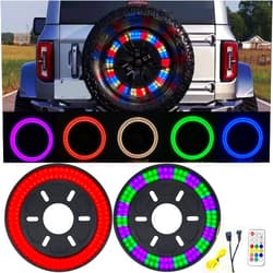 Tänzedzm for Bronco RGB Spare Tire Brake Light,Dual Ring 3rd LED Rear Wheel Lights,Plug and Play Spare Tire Brake and Wheel Light Compatiblet with 2021-2023 Ford Bronco 3rd Brake Light