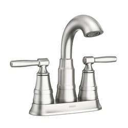 Moen Halle Spot Resist Brushed Nickel Two-Handle Centerset Bathroom Sink Faucet with Drain Assembly, 84971SRN