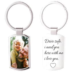 Eyesoul Custom Keychain with Picture - Personalized Photo Keychain with Engraved Text Customizable Gift for Father Boyfriend Men