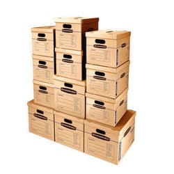 Bankers Box Classic Moving Box 12 Pack Kit, Reinforced Handles, Tape-Free Assembly, Box with Lid, 8 Small and 4 Medium Boxes (7716401)