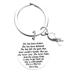 Baipilu Cancer Survivor Keychain Gift She is Unbreakable She's A Warrior She's You Keychain Cancer Fighter Anti-cancer Strong Recovery Belief Inspirational keyring Girls Christmas Halloween Birthday Gift 1PC