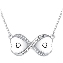 SOLOLIKE Sterling Silver Dual Infinity Urn Necklace for Women: Double Heart Cremation Necklaces Jewelry Hold Two Ashes - Infinity Memorial Keepsakes Pendant Jewelry Gifts for Loved Ones