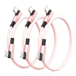Kassdin [Apple MFi Certified] USB C to Lightning Cable 7 Inch Short, 3 Pack 90 Degree iPhone Fast Charger Cord Braided Short USB C to Lightning Fast Charging Cable for iPhone 14 13 12 11 XS XR X 8 iPad, Pink