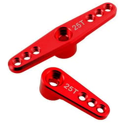 Hobbypark 2pcs Metal Aluminum 25T Servo Horn Steering Arms (Double & Single) for RC Models Car Truck Buggy Replacement Parts (Red)