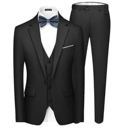 MAGE MALE Men's 3 Pieces Suit Elegant Solid One Button Slim Fit Single Breasted Party Blazer Vest Pants Set