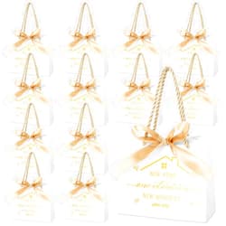 Spakon 25 Pcs Small House Gift Bags New Home House Warming Gift Bag Closing Gifts for Home Buyers Real Estate Agent Gifts Paper Gift Bags with Golden Bow Ribbon and Handles for Real Estate Supplies