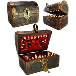 Galdor's Guild Mimic Chest Dice Storage Box | Free Lock & Key | Compatible with Dungeons & Dragons Players, Dungeon Master/DM RPG Gaming | Holder Vault Case | Holds 6 Sets of Polyhedral Dice (Large)