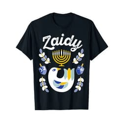 Chanukah PJs Family Matching Menorah Candle Decor Matching Family Hanukkah Pajamas Top Dreidel & Menorah Zaidy T-Shirt