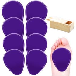 Mepase 8 Pieces Gel Ball of Foot Cushions Metatarsal Pads for Women and Men Clear Gel Ball of Foot Soft Metatarsal Cushioning Pain Relief with 1 Wood Box Storage(Purple)