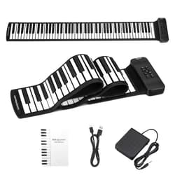 POGOLAB 88 Keys Roll Up Keyboard Piano, Portable Electric Foldable Piano with Sustain Pedal, 14 Songs, 128 Tones, 128 Rhythms, Rechargeable & Dual BT Function, Music Gift for Beginners