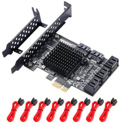 MZHOU PCIe SATA Card 8 Port with 8 SATA Cables and Low Profile Bracket, 6Gbps SATA 3.0 PCIe Card,Support 8-Port SATA PCI-E 3.0 GEN3 Devices