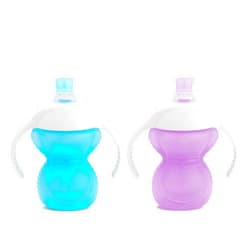 Munchkin® Click Lock™ Bite Proof Trainer Cup, 7 Ounce, 2 Pack, Blue/Purple