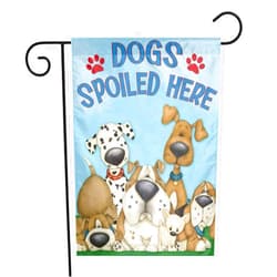 SUMILUOCHEN Outdoor Cute Dogs Garden Flag, Double-Sided Print Welcome Spoiled Dog Yard Flag, Weather Resistant Home Decorative Flag Primitive Decor for Yard Patio Lawn Door Front 12 x 18 in