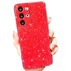 MINSCOSE Compatible with for Samsung Galaxy S21 Ultra Case,Cute Neon Bright Color,Glitter Bling Thin Slim Shockproof Silicone Sparkly Case, Soft TPU Phone Case for Women Girl-Wine Red
