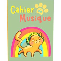 Calie Musique Cahier de Musique: Pour enfant - Carnet de Solfège - 120 pages avec 10 portées - Grand Format A4 avec Chat mignon - Pour piano, guitare, violon, flute, accordéon, saxophone (French Edition)