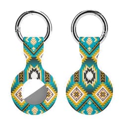 LJFABKY Native American Indian Aztec Geometric Soft Silicone Case for AirTag Holder Protective Cover with Keychain Key Ring Accessories