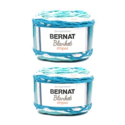 Bernat Blanket Stripes Teal Deal Yarn - 2 Pack of 300g/10.5oz - Polyester - 6 Super Bulky - 220 Yards - Knitting/Crochet