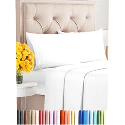 CGK Unlimited Cal King Size 4 Piece Sheet Set - Comfy Breathable & Cooling Sheets - Hotel Luxury Bed Sheets for Women & Men - Deep Pockets, Easy-Fit, Extra Soft & Wrinkle Free Sheets - White Oeko-Tex Bed Sheet Set