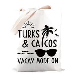 PWHAOO Beach Vacation Tote Bag Turks & Caicos Tote Bag Family Trip Tote Bag Summer Vibes Gift
