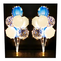Cicicooie 2 Sets Balloon Stand Kit Blue with String Light Table Centerpiece Reusable Balloon Decorations for Party