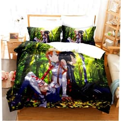 DAIRUINI Sword Art Online Bedding Sets Size Quilt Bed Cover Duvet Cover Pillow Case 3 Pieces Sets Adult Children,A-943,Queen:90