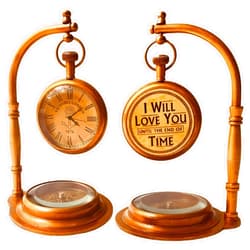 ALADEAN Brass Table Clock with Compass | Romantic Desk Clock - Decorative Vintage Mechanical Clock Lovers Boyfriend/Husband Birthday/Wedding Gifts (Love You)