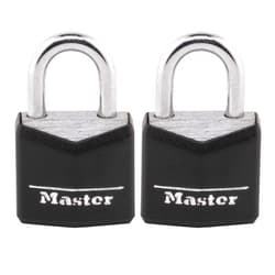 Master Lock 121T Padlock, Covered Aluminum Lock, 3/4 in. W, Black, 1-Pack, 2-Count