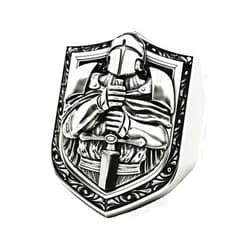 LAIMIUMIU33 Knights Cross Sword Armor Shield Templar Rings for men Biker 316 Stainless Steel Rings Paladin Worrior Hunter style Iced Out Jewelry Punk Ring Hip Hop Heavy Metal mens fashion rings