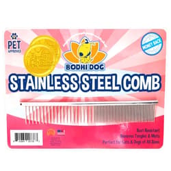 Bodhi Dog Stainless Steel Comb | Metal Comb for Dogs and Cat | Detangler Grooming Brush for Pets with Short and Long Hair | Removes Knots, Tangles, Matted Fur and Knotted Hair.