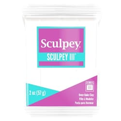 Sculpey Polyform Sculpey III Polymer Oven-Bake Clay, White, Non Toxic, 2 oz. bar, Great for modeling, sculpting, holiday, DIY, mixed media and school projects.Great for kids & beginners!