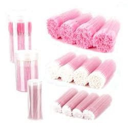 Tbestmax 1500 PCS Eyelash Extension Supplies Kit, 500 Spoolies Mascara Wands 500 Lip Brushes 500 Micro Swabs Pink, Disposable Eyelash Brushes Makeup Applicator Tool with 3 Reusable Containers