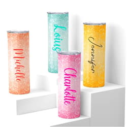 Forever Personalized Personalized Tumbler with lid and straw | 20oz Stainless Steel Custom Tumblers | Personalized Gifts | Double Wall Insulated Cup for Hot, Cold Drinks | Tumbler Ombre Glitter effect with Name | 20oz Cup