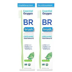 Essential Oxygen BR Certified Organic Toothpaste, for Whiter Teeth, Fresher Breath, Happier Gums, Tooth Sensitivity, Peppermint, 4 Ounce, 2 Count