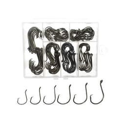 Afmivs Circle Hooks Saltwater, 160PCS/150PCS Fishing Hooks Saltwater, 6 Sizes Fish Hooks, Catfish Hooks Octopus Hooks, 2#1 1/0 2/0 3/0 4/0 5/0 6/0, Black High Carbon Steel with Portable Plastic Box