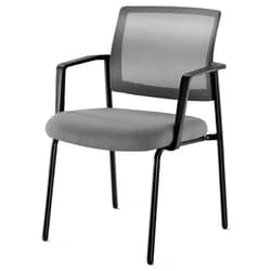 Pwigs Pretty&Popular Mesh Back Stacking Arm Chairs Upholstered Fabric Stacking Chairs Sturdy Metal Stacking Chairs,Gray 1 Pack
