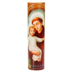 Stonebriar Saints Collection St. Anthony Flickering LED Prayer Candle - English & Spanish Prayers, Unique Religious Decoration for Altar, Mantle or Home