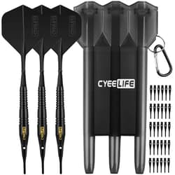 CyeeLife 18g Soft Tip Darts with Carry case,Molded Flights and Extra Points,Professional Plastic Darts Set,Multiple colors available