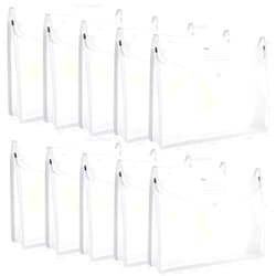 Epakh 10 Pieces Plastic File Folders Envelope Expanding File Wallet Organizer Documents Folder with Snap Closure and Pocket, A4 Size Waterproof Transparent File Pouch(White,Horizontal)