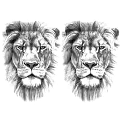 Oottati 2 Sheets Waterproof Arm Temporary Tattoo Stickers Sketch lifelike Lion