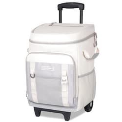 INSMEER Cooler with Wheels and Handle, 80 Cans/50L Rolling Cooler, Portable Soft Sided Cooler with Wheel, 2-in-1 Collapsible Trolley Cart, Large Coolerbag for Grocery Shopping